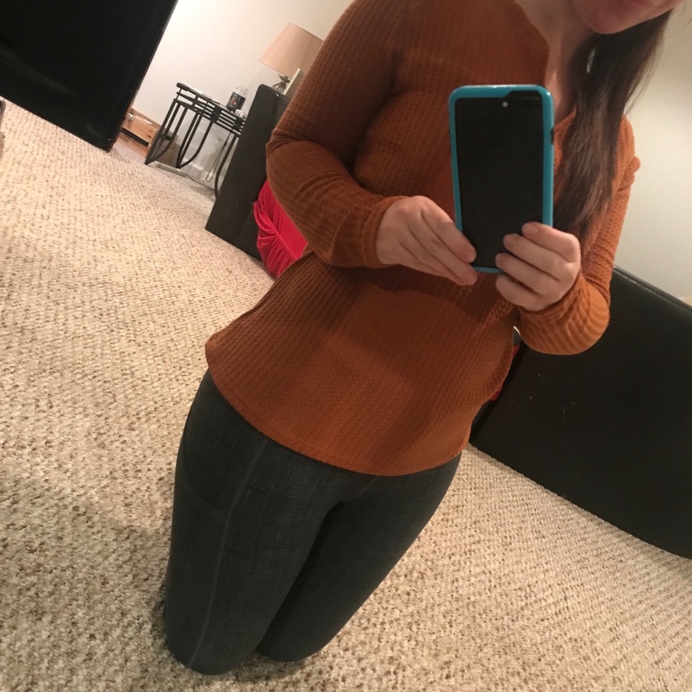 Waffle Knit V-Neck Sweater
